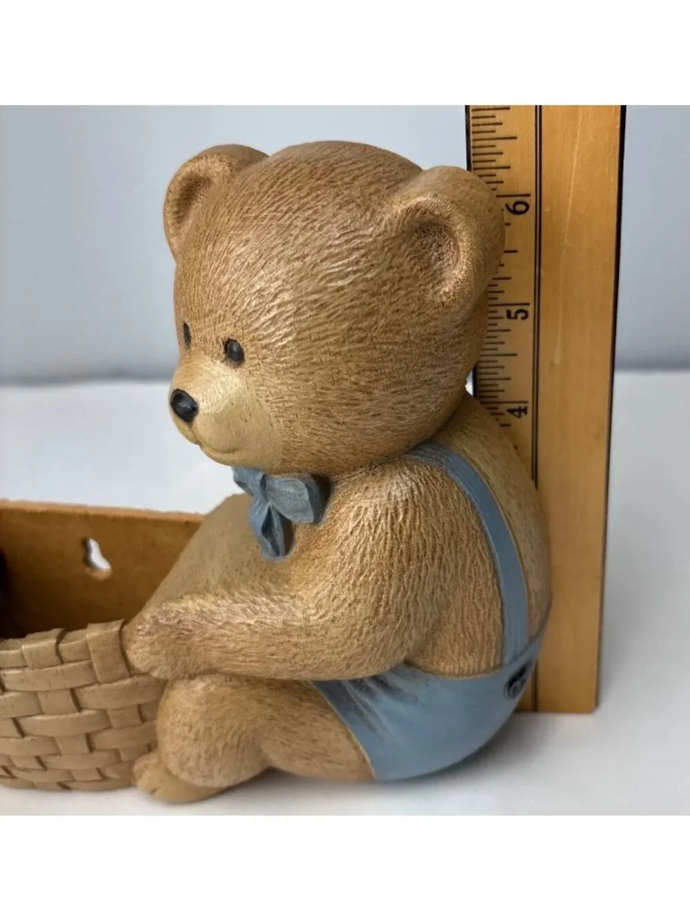 Burwood Bear Wall Planters Pair Blue Overalls Cute Rustic Décor USA Made